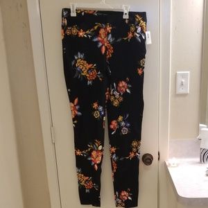 Old Navy tall 12 black pants with flower print